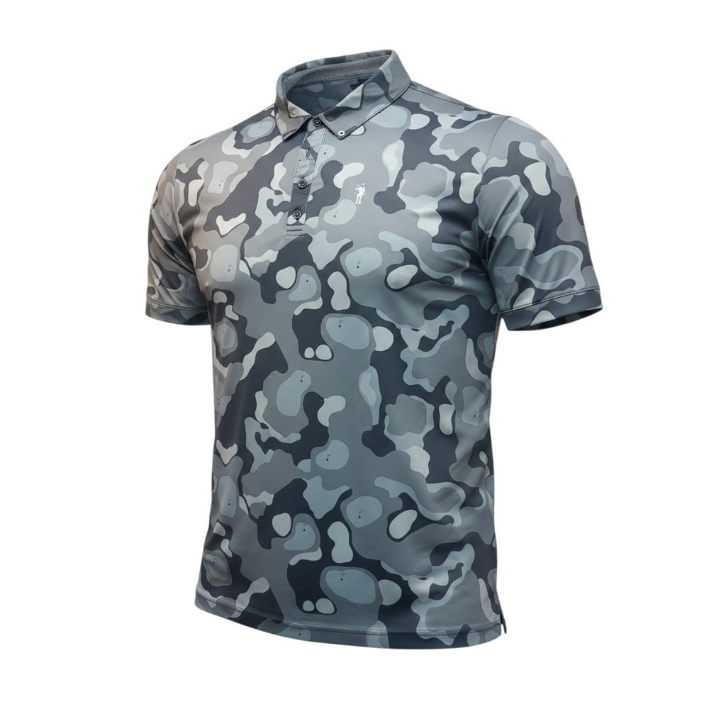 William Murray Golf Mens XXL Grey Camo Golf Polo Shirt Short Sleeve Performance